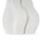White Ceramic Abstract Ribbed Dimensional Wavy Vase with Floral Shaped Rim